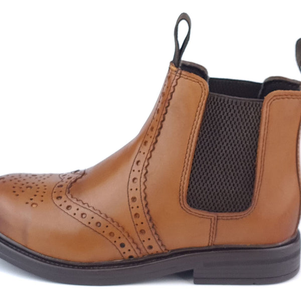 Wrexham Kids' Leather Brogue Chelsea Boots