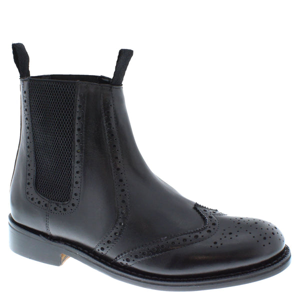 Ludlow Men's Leather Sole Chelsea Brogue Boots