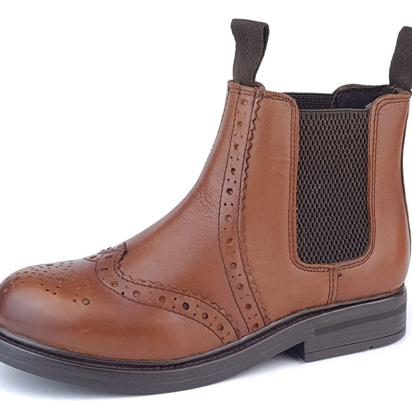 Wrexham Kids' Leather Brogue Chelsea Boots