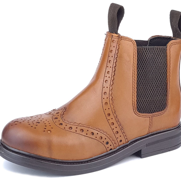 Wrexham Kids' Leather Brogue Chelsea Boots