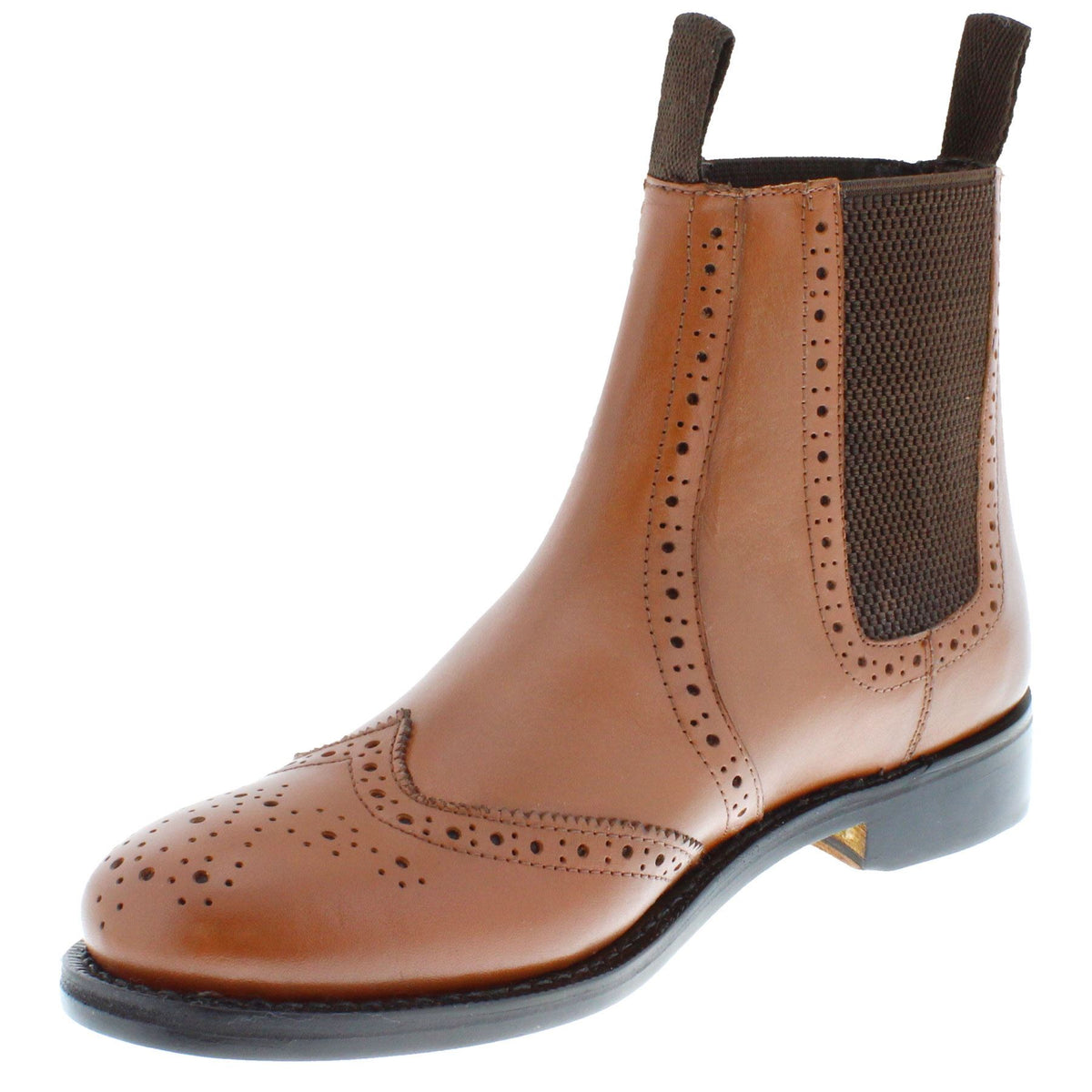 Ludlow Men's Leather Sole Chelsea Brogue Boots