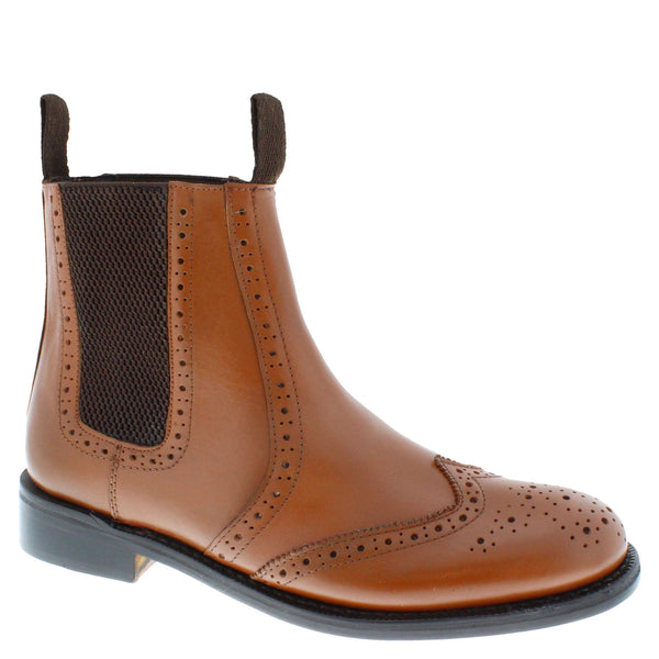 Ludlow Men's Leather Sole Chelsea Brogue Boots