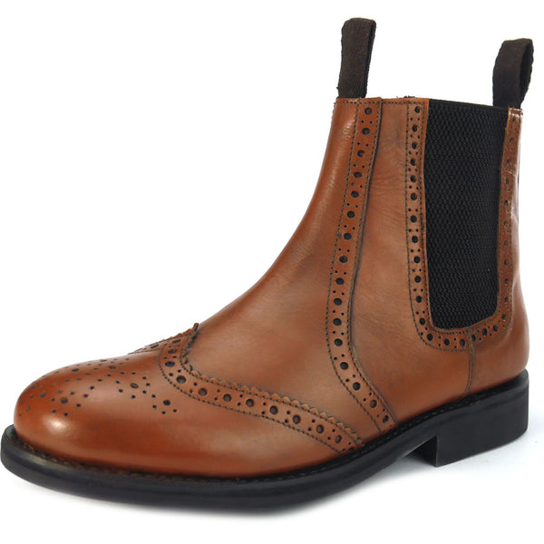 Evesham Men's Leather Chelsea Brogue Boots